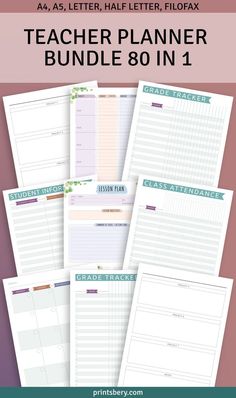 teacher planner bundle 8 in 1 with free printables for the entire month and months