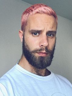 Pink Hair Men Short, Mens Pink Hair, Men With Pink Hair Aesthetic, Male Pink Hair, Men’s Pink Hair, Pink Haircut, Oil Slick Hair, Natural Hair Men, Dyed Hair Men