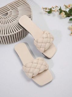 Beige Flat Flip Flops For Beach Season, Trendy Beige Synthetic Flip Flops, Cream Flat Heel Sandals For Vacation, Trendy Beige Flat Flip Flops, Beige Synthetic Summer Flip Flops, Cream Sandals For Summer Vacation, Cream Sandals For Beach Season Day Out, Cream Sandals For Beach Season, Cream Summer Sandals For Beach Season