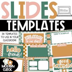 the front and back cover of slides templates for teachers to use in their classroom