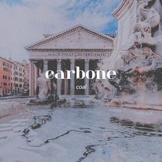 the words carbone coal are in front of an old building with columns and statues