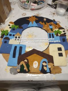 a table with a nativity scene on it