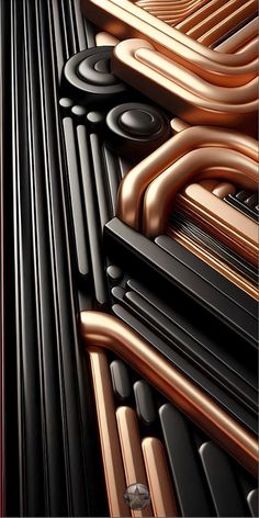 an array of metal pipes and tubes are arranged in the shape of a rectangle