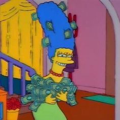 the simpsons is holding money in her hand