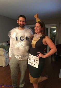 a man and woman dressed up in costumes