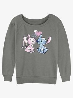 Lightweight french terry sweatshirt65% Cotton  35% PolyesterWash cold; dry lowImportedFits true to size; Size up for a roomier fitListed in junior's sizes Friends Pose, Slouchy Sweatshirt, Love Stitch, Mickey Mouse And Friends, Disney Lilo, Friend Poses, Hoodie Girl, Sweaters And Jeans, Fall Leaves