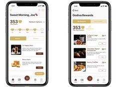 two iphones displaying the app for sweet morning joe, which is open to customers