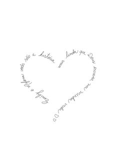 a drawing of a heart with words written in the shape of a handwritten message