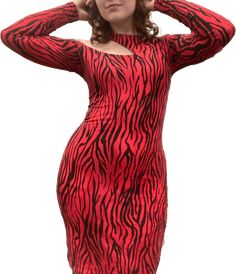 Guess's women’s black, multicolor and red, cotton, modal and spandex bodycon dress. Excellent condition, size M (6 - 8) and S (4). Detailed measurements: Bust - 15 inches Waist - 13 inches Hip - 14 inches Body Length - 27 inches Red Fitted Bodycon Dress For Club, Red Stretch Bodycon Dress For Fall, Trendy Fitted Red Bodycon Dress, Trendy Red Bodycon Dress, Cutout Bodycon Dress, Zebra Print, Vintage 90s, Bodycon Dress, Long Sleeve Dress