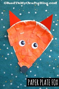 a paper plate fox with eyes and nose