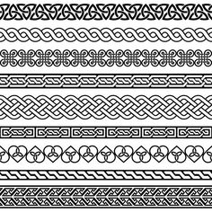 a set of black and white lines with different designs on them, all in the same pattern