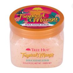 Shea Sugar Scrub From Tree Hut Tropical Mango Reveal Soft, Glowing Skin With The Warm, Juicy Scent Of Tree Hut Tropical Mango Sugar Scrub! Made With Sugar, Shea Butter, Mango Puree, And A Premium Blend Of Six Natural Oils, This Body Exfoliator Scrub Deeply Nourishes And Balances Skin Hydration To Help Restore Skin's Natural Glow, While Promoting Firmer-Looking Skin And Boosting Skin Elasticity. The Thoughtful Ingredients Work Together To Hydrate, Renew, And Smooth Skin While Removing Dull, Dry S Tree Hut Tropical Mango, Tropical Mango Tree Hut, Shower Cart, Mango Body Scrub, Mango Products, Tree Hut Body Scrub, Tropical Scents, Shea Sugar Scrub, Mango Puree