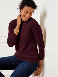 The luxe nature of cashmere, and Talbots unwavering attention to detail, make this a classic. For over seven decades, we have sought the highest quality fibers, then transformed them into the softest and most luxurious cashmere yarns found anywhere. And each color is nothing short of spectacular. Features Three-Quarter Sleeve Hits At Hip Crew Neck Pullover Straight hem Imported Fit: Misses: 24 1/2"; Petite: 23 1/2"; Plus: 26 1/2"; Plus Petite: 25" Material: 100% Cashmere Care: Hand Wash Cold; On Linen Sweater, Talbots Sweater, Cashmere Yarn, Light Knit, Long Sleeve Pullover Sweater, Classic Style Women, Fair Isle Sweater, Lightweight Cardigan, Knitting Women Sweater