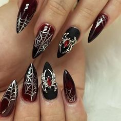 👻【Package Contains】24 Pcs Halloween almond false nails, 1 wooden cuticle stick, 1 nail file, 1 sheet double side sticker, 1 piece alcohol pad, and You can decorate it into any shape you want.
👻【High Quality Nails】Halloween fake nails are made with high quality ABS material. False nails without the dangerous chemical process, which don’t damage your natural nails and sturdy enough to last about 2-3 weeks.It are must be great options for home DIY manicure.
👻【Widely Application】Instead of spend lots time and money at nail salon, you can change your nails style in anytime and anywhere. Our false nails are Suitable for various occasions such as Halloween, family gatherings, dates, etc.
👻【Unique Design】According to the most popular elements of Halloween, these almond press on nails have patt Black Matte Acrylic Nails, Matte Acrylic Nails, Hoco Nails, Nail Art Halloween, Long Stiletto Nails, Halloween Press On Nails, October Nails, Nagel Tips, Black Nail