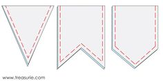 an image of a paper cut out to make a bunting banner with red lines