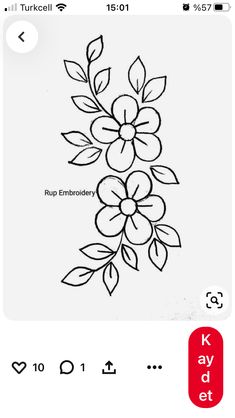 the embroidery pattern for this flower is very easy to draw, and it looks great on someone