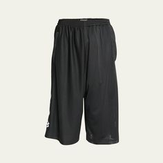 Balenciaga shorts in striped mesh Elasticized waist Side welt pockets Unity flame logo on sides Baggy legs Pull-on style Polyester Hand wash Made in Italy Short Sports Pants With Side Pockets, Sports Bermuda Bottoms With Elastic Waistband, Sporty Knee-length Shorts With Side Pockets, Black Bermuda Bottoms With Elastic Waistband, Baggy Black Shorts For Streetwear, Urban Black Baggy Shorts, Bermuda Athletic Shorts With Built-in Shorts For Streetwear, Balenciaga Shorts, Balenciaga Boxer Sweatpants