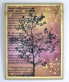 a card with a tree and poem on it