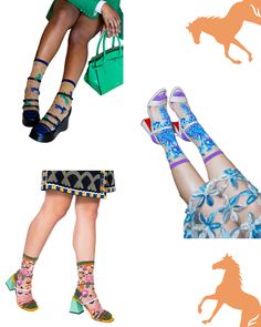 Our Animal Lovers sheer socks bundle includes all 3 of our animal themed sheer socks: Feeling Foxy Sheer Ankle Sock Aquamarine Peacock Sheer Crew Sock Horses & Chains Sheer Crew Sock Individually priced at $18/pair, save with the bundle at $50 for all 3 pairs! One Size. Recommended fit US W5.5-10. 200 Needle Count. ✨ Funky yet elegant - no silly or childish patterns 🧦 Premium quality - durably made with comfortable stretch 👗 Unique - the perfect accessory to add individuality to your outfits Casual Multicolor Stockings, Trendy Spring Socks, Fitted Multicolor Summer Socks, Casual Knee-high Summer Hosiery, Casual Knee-high Hosiery For Summer, Summer Stretch Mid-calf Socks, Sheer Socks, Ankle Sock, Crew Sock