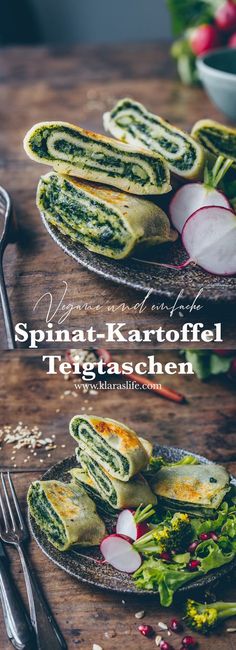 spinach - kartoffel tegglaschen with radishes on the side