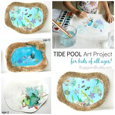 Ocean Theme Activities Elementary, Ocean Art For Preschool, Breaker Rock Beach Vbs 2024 Crafts, Ocean Themed Art, Ocean Art Projects, Turtle Craft, Ocean Unit, Pool Art, Tide Pool