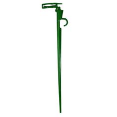 a green metal pole with a handle on the top and two handles attached to it