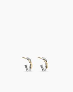 Petite Infinity Huggie Hoop Earrings in Sterling Silver with 14K Yellow Gold, 3mm David Yurman Earrings, Chain Strap Bag, Yellow Gold Earrings, Floral Shoes, Ancient Symbols, The Infinity, Perfect Harmony, Yellow Gold Earring, Huggie Hoop Earrings