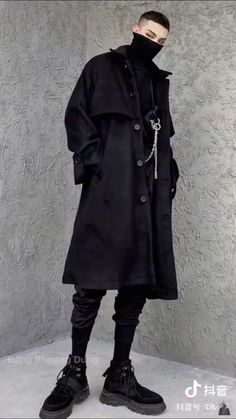 Mens Techwear Outfit, Formal Cyberpunk Outfit Male, Cyberpunk Aesthetic Fashion Men, Elegant Techwear, Hip Hop Fashion For Men, Punk Fashion Male, Goth Fashion Men, 일본 패션, Black Clothes