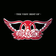 the very best of aero style logo on black background with red and white wings above it