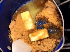 the food is being prepared and ready to be cooked in the pot on the stove