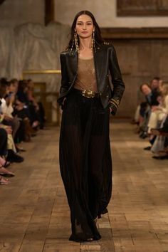 Embroidered Leather Jacket, Silky Pants, Sofia Richie, Ralph Lauren Style, Estilo Chic, Ralph Lauren Collection, Spring Summer 2024, Looks Chic, Leather Jacket Black