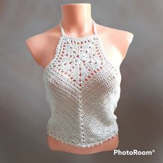 Crochet Halter Top, Festival Top, Crochet Top, Crop Top, Boho Top, Women Fashion Tops, Summer Tops, Backless Top, Gift for Her Handmade Fitted Crochet Top For Festival, Handmade Fitted Crop Halter Top, Handmade Fitted Halter Crop Top, Handmade Fitted Crochet Triangle Top, Handmade Fitted Triangle Crochet Top, Handmade White Halter Top For Vacation, Bohemian Halter Neck Crochet Top For Party, Fitted Crochet Trim Halter Neck Top, Fitted Halter Neck Crochet Top With Crochet Trim