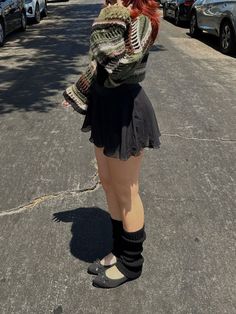 How To Style Long Green Skirt, Off The Shoulder Fall Outfit, Skirt And Flannel Outfit, Heathers Aesthetic Outfit, Skater Skirt Outfit Aesthetic, Long Skirt Boots Outfit, Ballet Skirt Outfit, Long Sleeve With Skirt, Outfits With Red Hair