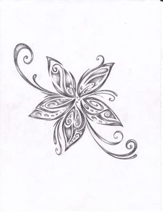 a drawing of a flower with swirls on it