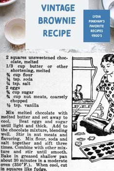 an old recipe for brownies with instructions