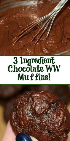 chocolate muffins with the words 3 ingredient chocolate w / m'frisbee