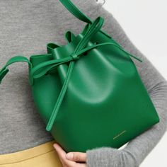 Mansur Gavriel, Mini (Size), Leaf Green, Green, Gold, New With Tags: A Brand-New, Unused, And Unworn Item (Including Handmade Items) In The Original Packaging (Such As The Original Box Or Bag) And/Or With The Original Tags Attached, And Leather. Designer Evening Bucket Bag With Large Capacity, Designer Bucket Bag For Evening With Large Capacity, Designer Large Capacity Bucket Bag For Evening, Designer Green Shoulder Bag With Large Capacity, Classic Shopping Pouch With Dust Bag, Elegant Green Top Handle Bucket Bag, Large Capacity Green Bucket Bag, Green Bucket Bag With Detachable Strap For Shopping, Elegant Crossbody Shopping Pouch