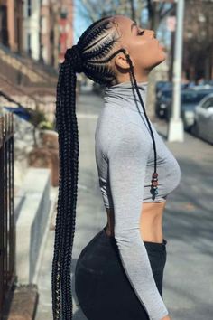 Big Braids Hairstyles, Big Cornrow Braids, Mohawk Ponytail, Woman Braids, Big Ponytail, French Braid Styles, French Braid Updo, Chunky Braids, High Ponytail Hairstyles