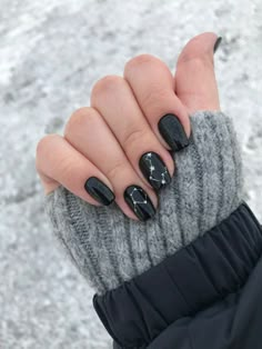 Simple Space Nails, Black Space Nails, Simple Stiletto Nails, Black Sparkle Nails, Nails Space, Space Nails, Romantic Nails, Work Nails, Dream Nails