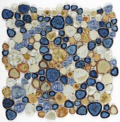 Venus Night Blue Pebble Porcelain Mosaic Tile-Porcelain Mosaic-American Tile Depot Fancy Tile, White Marble Tiles, Pebble Tile, Stone Mosaic Tile, Pebble Mosaic, Wall Exterior, Porcelain Mosaic Tile, Mosaic Pool, Handmade Mosaic