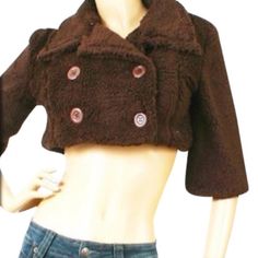 Extremely Trendy Bolero! Versatile Piece!! Perfect Addition To Your Wardrobe. Made Of 100% Polyester Star Studs, Faux Fur Coat, Crop Jacket, Double Breasted, Favorite Outfit, Faux Fur, Beauty Book, Bathing Beauties, Jackets & Coats