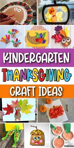 a collage of thanksgiving crafts and activities for kids