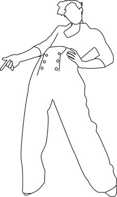 a drawing of a man with his hands out to the side, in black and white