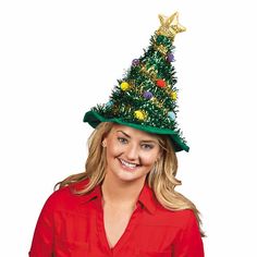 Christmas Tree Hat | Oriental Trading Ugly Christmas Sweater Outfit, Christmas Costumes Women, Christmas Tree Costume, Tree Hat, Tree Costume, Christmas Tree Hat, Christmas Dress Up, Christmas Fancy Dress, Crazy Hat Day