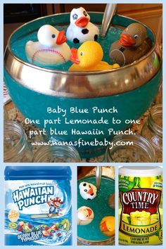 baby blue punch is one part lemonade to one part blue hawaiian punch, and the other part coconut water