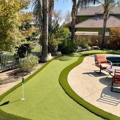 Artificial Turf Landscaping, Turf Backyard, Hot Tub Backyard, Build Outdoor Kitchen, Backyard Spaces, Artificial Turf, Custom Golf, Outdoor Deck, Mini Golf