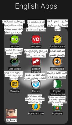 the english app is shown with many different languages and symbols on it's screen