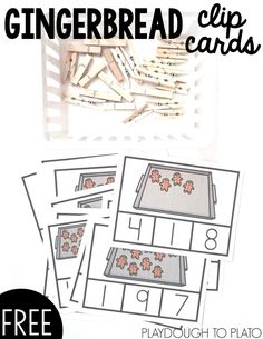 the gingerbread clip cards are ready to be played with