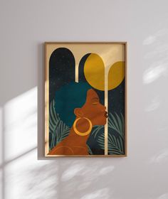 a painting hanging on the wall next to a window