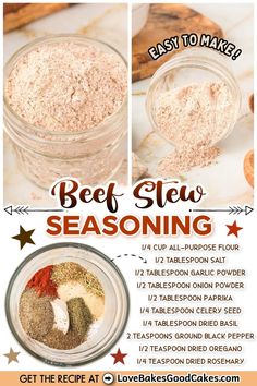 the recipe for beef stew seasoning in a jar